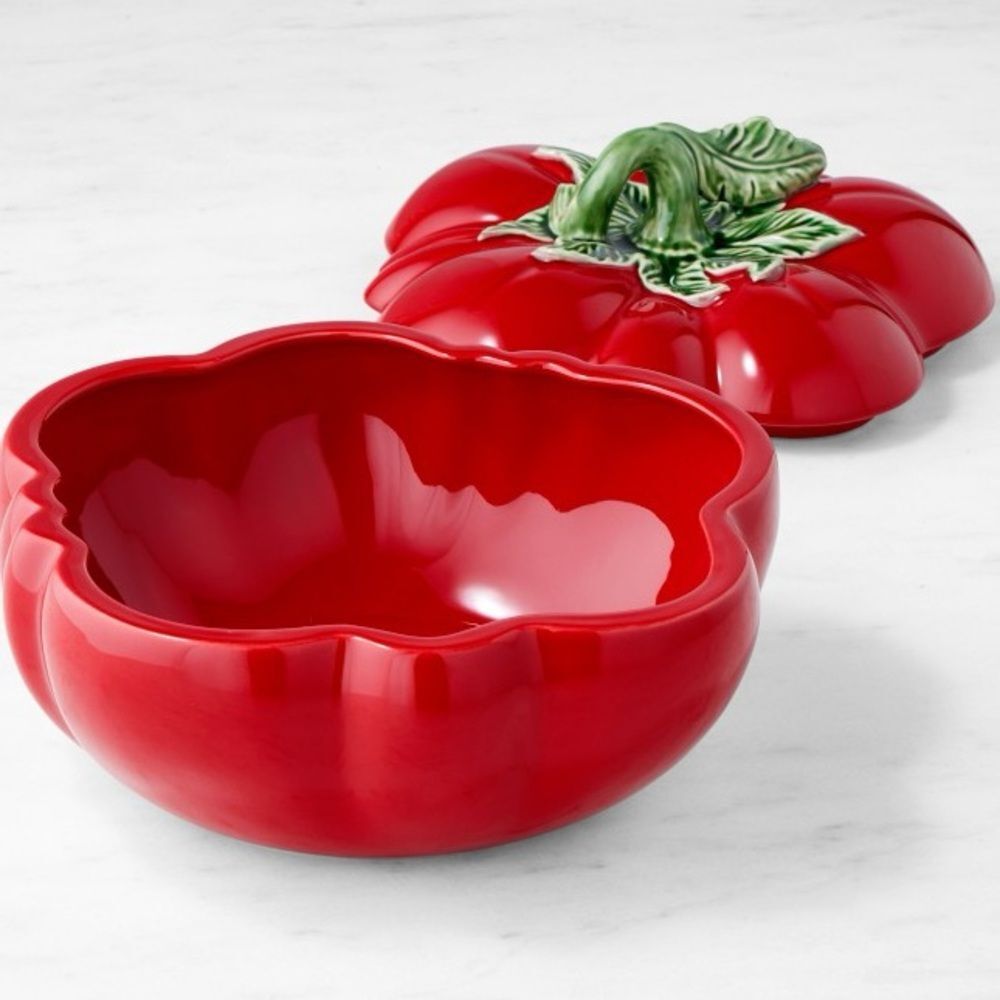 Crate&Barrel Tomato Decorative Scultptrual Tureen with Lid